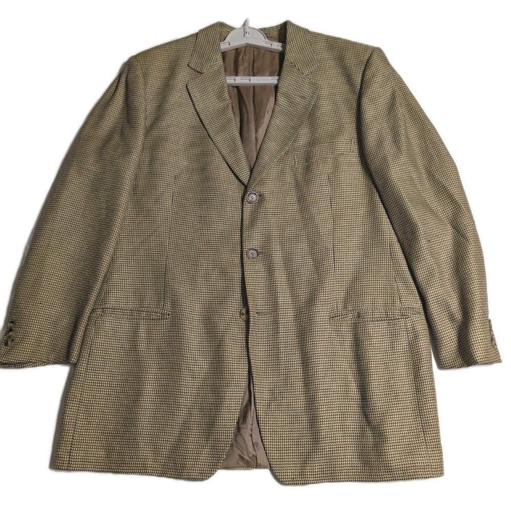 Ermenegildo Zegna Tan and Brown Houndstooth Sport Coat